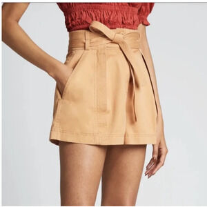 NWT ULLA JOHNSON camel Gavin Belted Shorts sz 12